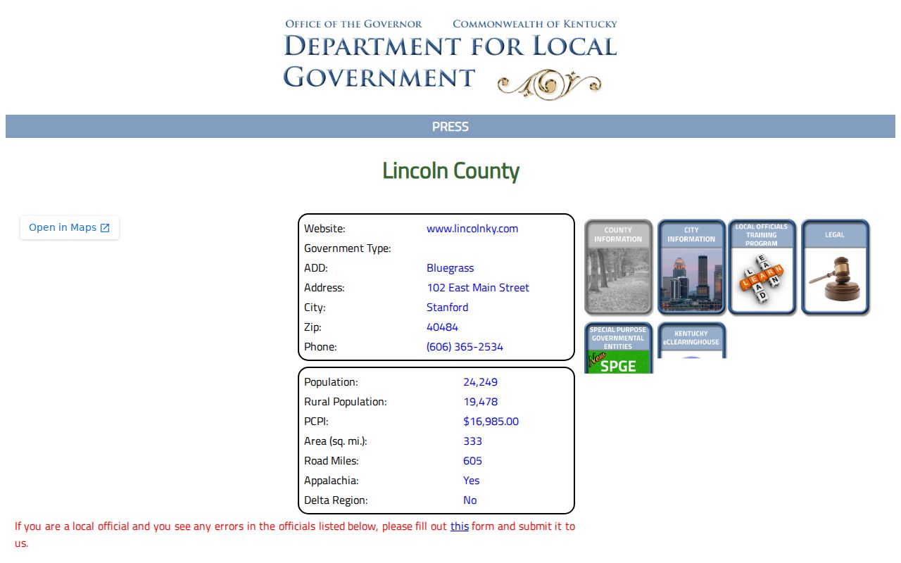 Crab Orchard criminal records and Lincoln County directory