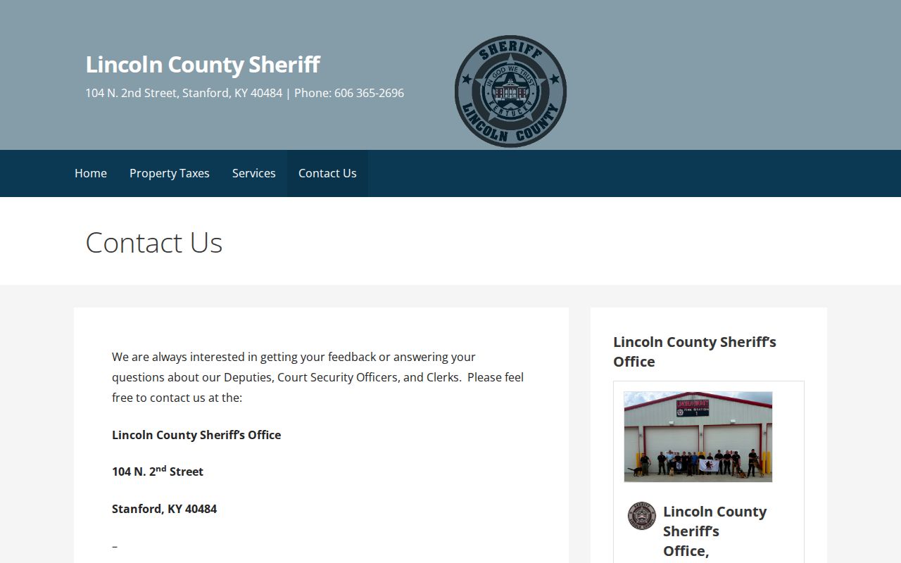 Lincoln County arrest lookup sheriff contact and lobby hours